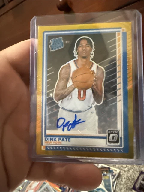 2025-26 Donruss Dink Pate / 10 Gold #104 Optic Rated Rookie RC Knicks Auto