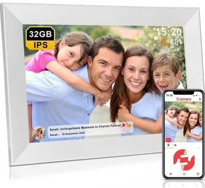 Frameo 10,1 Zoll Digitaler Bilderrahmen WLAN IPS Touchscreen Foto Rahmen 32GB