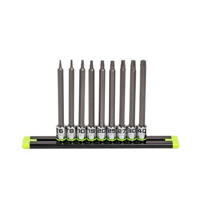 GRIPEDGE Tools | 9-PC 1/4'' Drive Long RPT Star Driver Set | Sizes T6 - T40 |