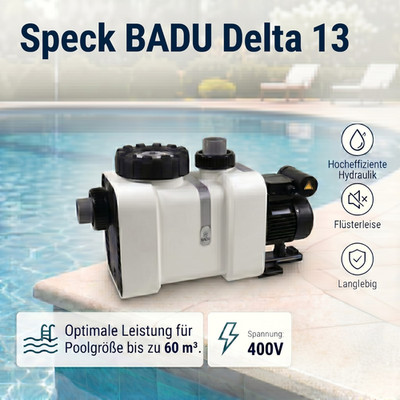 Speck BADU Delta 13 400V Drehstrom Poolpumpe 13 m³/h LED Filterpumpe bis 60m³