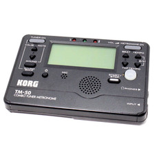 NO BATTERY COVER Korg TM-50 Tuner Metronome Combo Tested Working Black