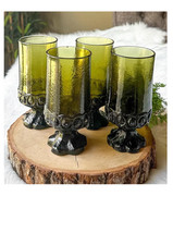 Tiffin Franciscan Madeira green goblets set of 7 6.5" tall