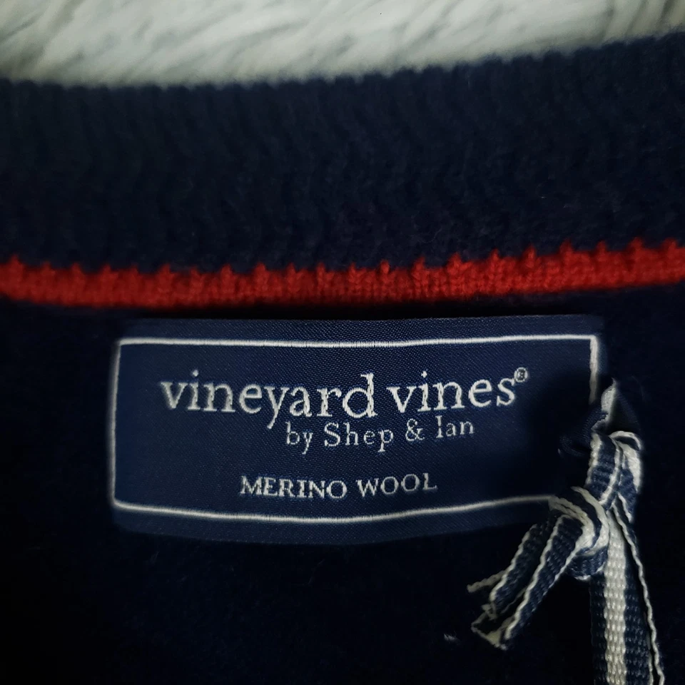 NEW Vineyard Vines Fairisle Sweater Men's L Nautical Navy Heritage Merino Wool - Image 3 of 4