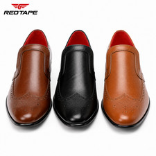 Mens Slip On Dress Shoes Wingtip Brogue Laofers Formal Smart Pointed Toe Shoes