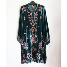 NEW JOHNNY WAS Velvet Tie Front Kimono Dress $428, Gorgeous! Size M