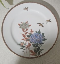 Japanese Satsuma ware ceramic Plates Large Set Of 6 Flowers And Birds Pattern