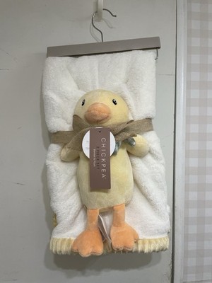 Chick Pea Duck Plush Baby Blanket Sherpa Fleece Yellow Baby shower gift NWT