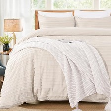 Duvet Cover Full,3 Pieces Boho Tufted Duvet Cover Set, Full 80"x90" Beige