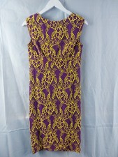Myleene Klass Purple Yellow Floral Dress 12 Stretch Bodycon Midi Wedding Guest