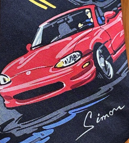 Convertible Cars Men’s Vintage Black Neck Tie Century of Speed by Dennis Simon