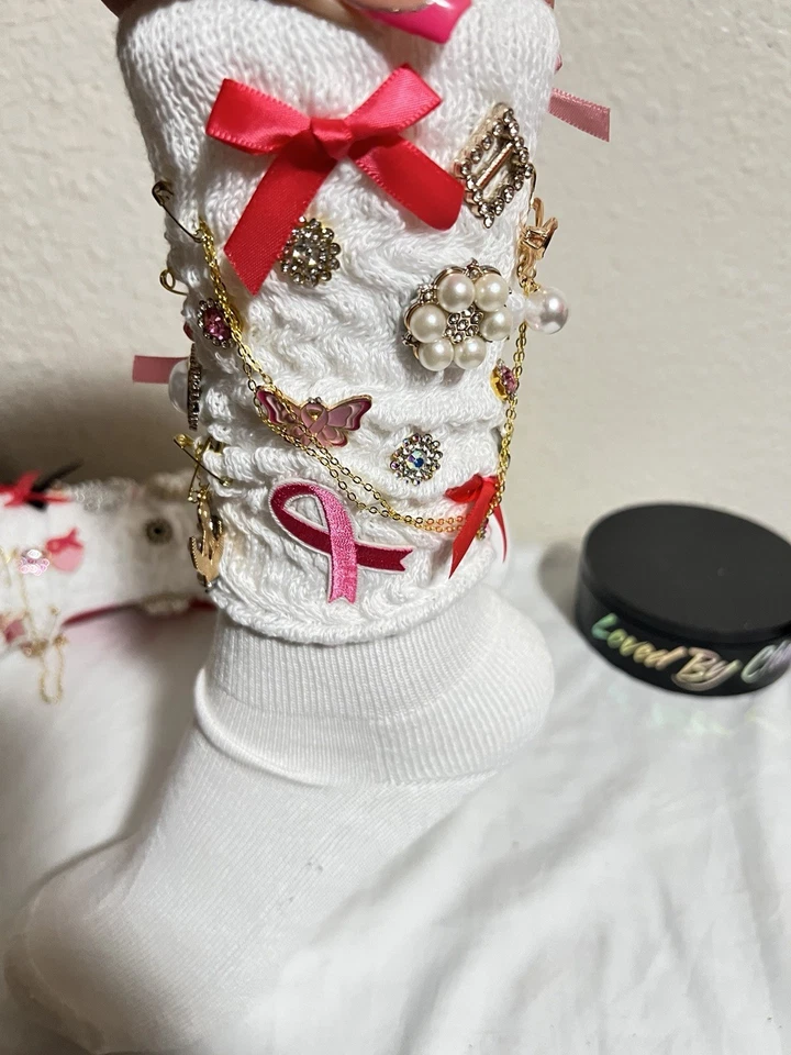 Calcetines holgados basura concientización sobre el cáncer de mama para mujeres niñas cinta rosa talla única Foto 3 de 4