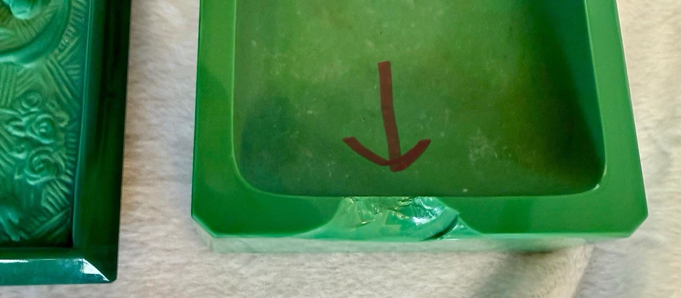 Desna Checa Malaquita Verde Rectangular Relieve Figuras Baratija Caja astillada Foto 3 de 4