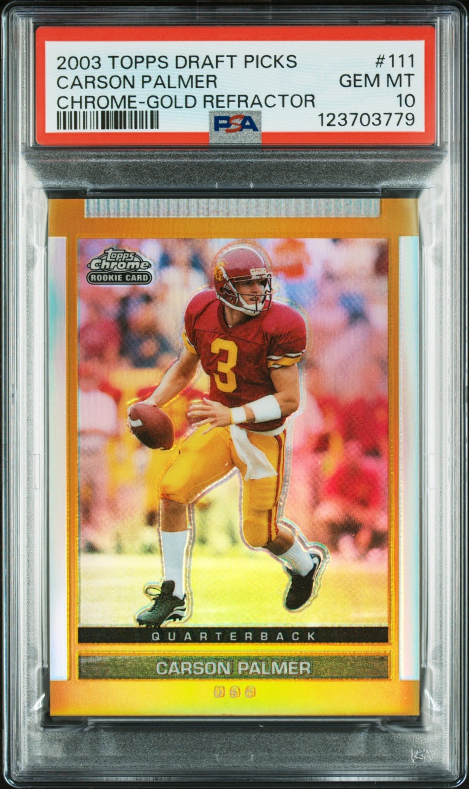 Carson Palmer Topps Draft Picks & Prospects #111 Gold Chrome Refractor