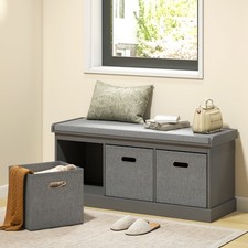 Shoe Bench with Seat, Shoe Storage Bench with Fabric Drawers