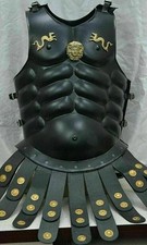 Costume romano nero corazza muscolare greca con leone e draghi