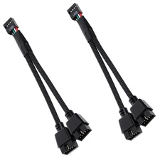 2 Pcs Motherboard USB 2.0 to Dual 9 Pin Extension Braided Header... 