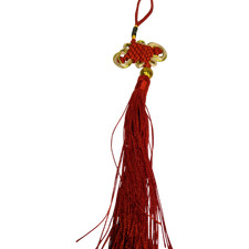 Korean Norigae Tassel - Double-Sided Butterfly Charm - Red 28cm