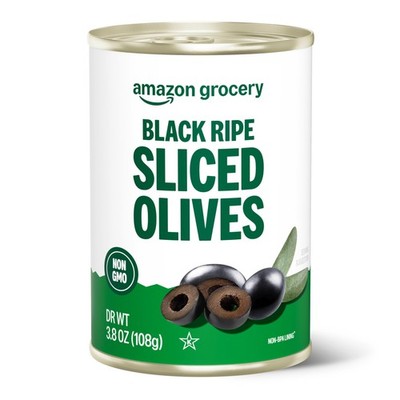 Amazon Grocery, Black Ripe Sliced Olives, 3.8 Oz Ounce