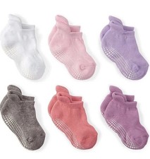 6 Pairs of Baby Grip Socks. 0-3 Months.