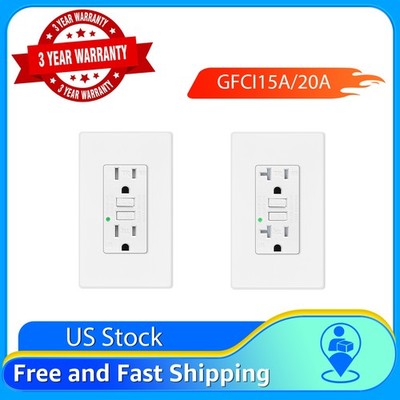 20AMP 15AMP GFCI GFI Safety Outlet Receptacle w/ Wall Plate LED Indicator TR WR