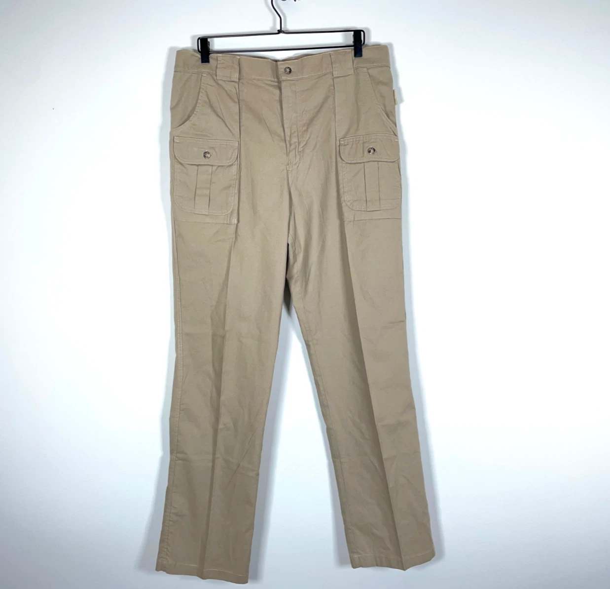 90s Tag Safari Pants Men's 38 x 34 Beige Lightweight Hiking Elastic Waist