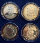GREAT BRITAIN STERLING SILVER MEDALS, KINGS & QUEENS OF ENGLAND, ASW = 4.64 OZ.