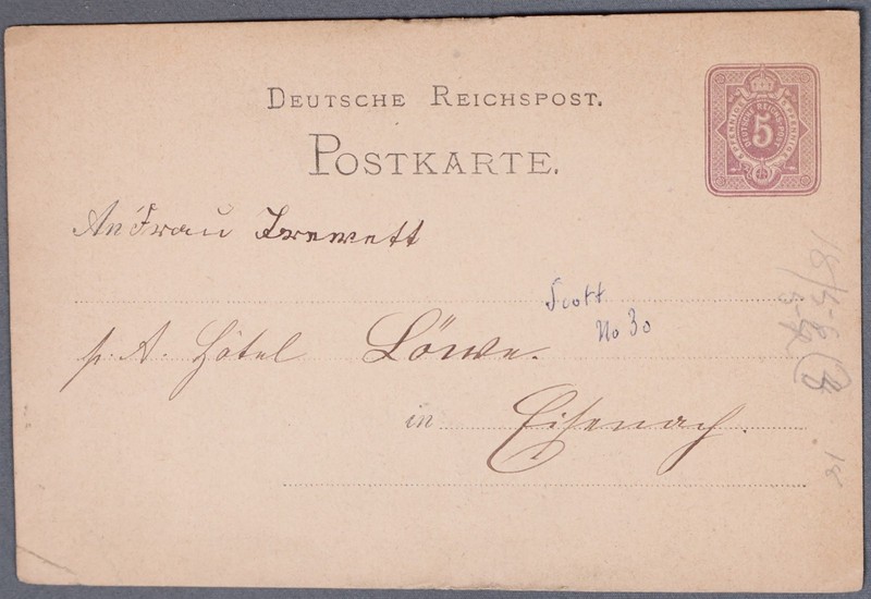 MayfairStamps Germany 1870s Weimar Numeric 5 Pfennig Stationery Card aaz_89519