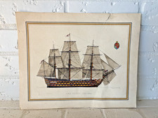 Lithography HMS Victory Flagship Admiral Nelson H A MUTH 1765 1869