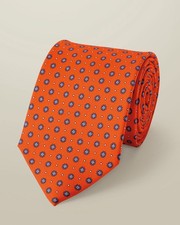Silk Print Tie   Orange