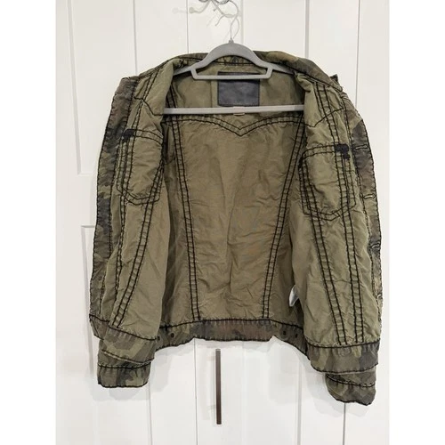 RARE True Religion Jimmy Super T Olive Green Camo Jacket Large image 3