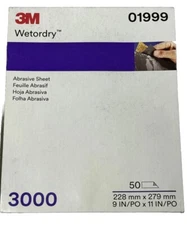50ct 3M 01999 - 3M 1999 Wet or Dry 9" x 11" Sandpaper Sheets Grit 3000 NEW