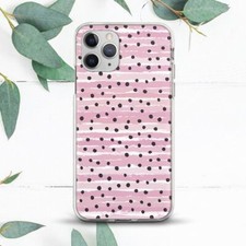 Black Polka Dot Pink White Lines Case For iPhone X SE 11 12 13 14 15 Pro Max XR