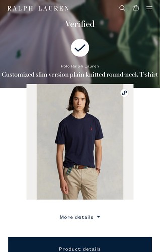 GENUINE QR POLO RALPH LAUREN CREW NECK PONY LOGO SLIM FIT JERSEY COTTON T SHIRT - Picture 2 of 37