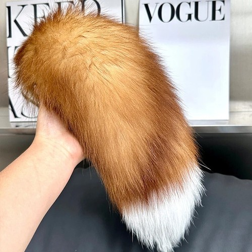 40 CM Real Fox Fur Tail Keychain Cute Women Handmade Key Ring Holder Ladies Gift - Picture 2 of 40
