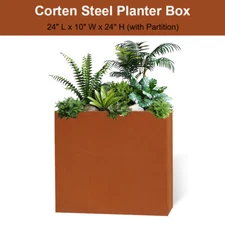 24x10x24inch Corten Steel Planter Box Metal Garden Planter Pot for Outdoor Porch