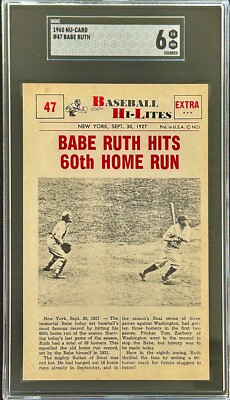 1960 BABE RUTH Hits 60th HR - NU-Card Hi-Lites #47-Rare Highest Grade ...