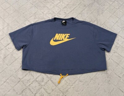 Nike Shirt Women's 2X Blue Sportswear Icon Clash Graphic Logo Crop Sweat  Top