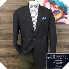 Charles Tyrwhitt Mens Blazer Sport Coat Casual Button Jacket Size 44L Wool Suit