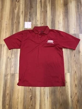 H-E-B Polo Shirt Mens Medium Red Short Sleeve Employee Issue Workwear Stains