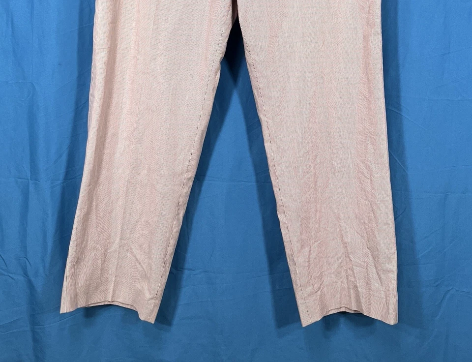 Pantalones de vestir nuevos sin etiquetas Alan Flusser rojo/blanco a rayas sarga acanalada PIERNA RECTA 38x30 Foto 3 de 4