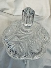 Heavy 8” Crystal Candy Trinket Dish & Lid Clear Three Toe Stars & Fans Vintage — photo 4