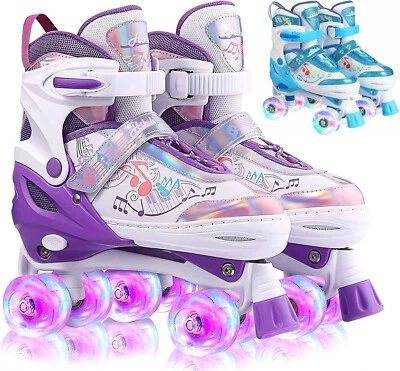 MARKENLOS Rollschuhe Verstellbar 27-34 m. LED Rollschuhe für Mädchen & Jungen Rollerskates