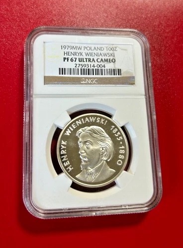 1979 MW POLAND 100ZL HENRYK WIENIAWSKI NGC PF 67 ULTRA CAMEO