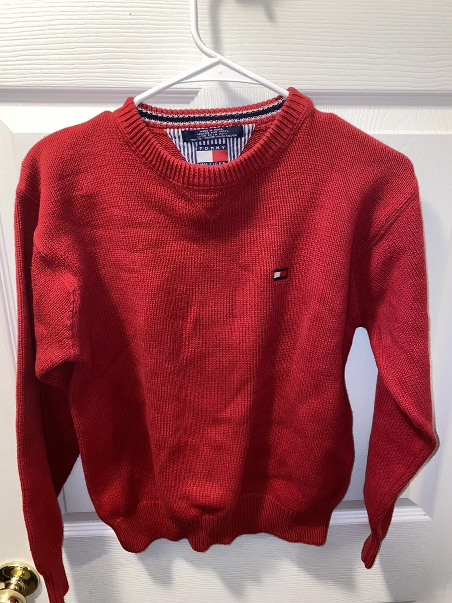 Vintage Kids Teens Tommy Hilfiger Knit Sweater Size XL Red Heavy Retro Trending