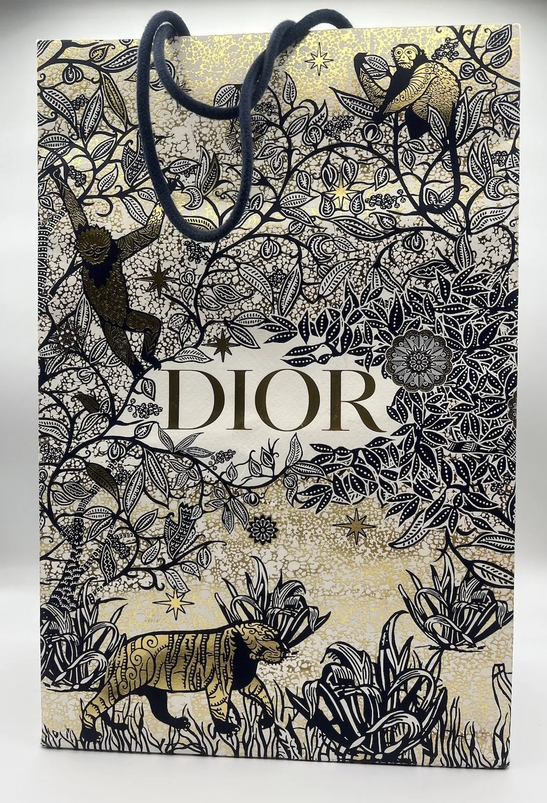 Dior or blanc motif noir édition limitée grand sac à provisions 15x10x5