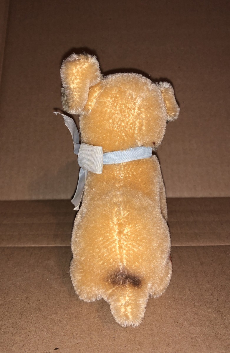 Vintage Steiff MOPSY Dog mohair-swivel head-tongue out #4010