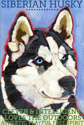 Siberian Husky - Hundeportrait - Kühlschrankmagnet - Reproduktion Ölgemälde
