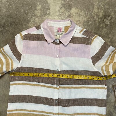 Rachel Zoe Shirt Dress Womens Size M Linen Button Up Coastal Striped  Multicolor | eBay
