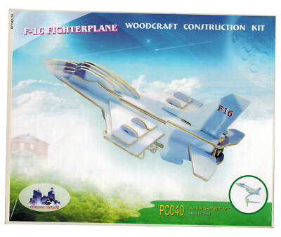 3D Holzbausatz F-16 Flugzeug Jet Kampfflugzeug Düsenjet Fighter aus Holz