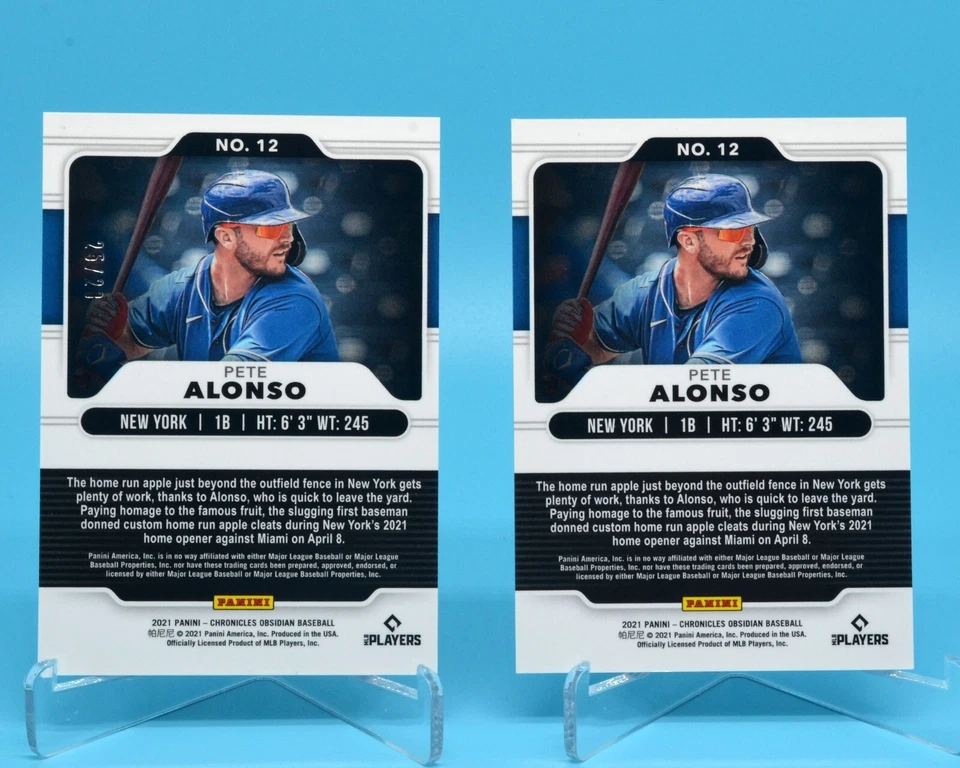 2021 Panini Chronicles Obsidian PETE ALONSO #12 • Orange 25/28 + Base SP - Image 2 of 3